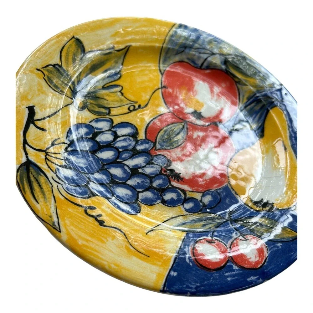 Pier 1 Italian‎ Set Of 2 Plates ABSTRACT Fruit Round 8.25